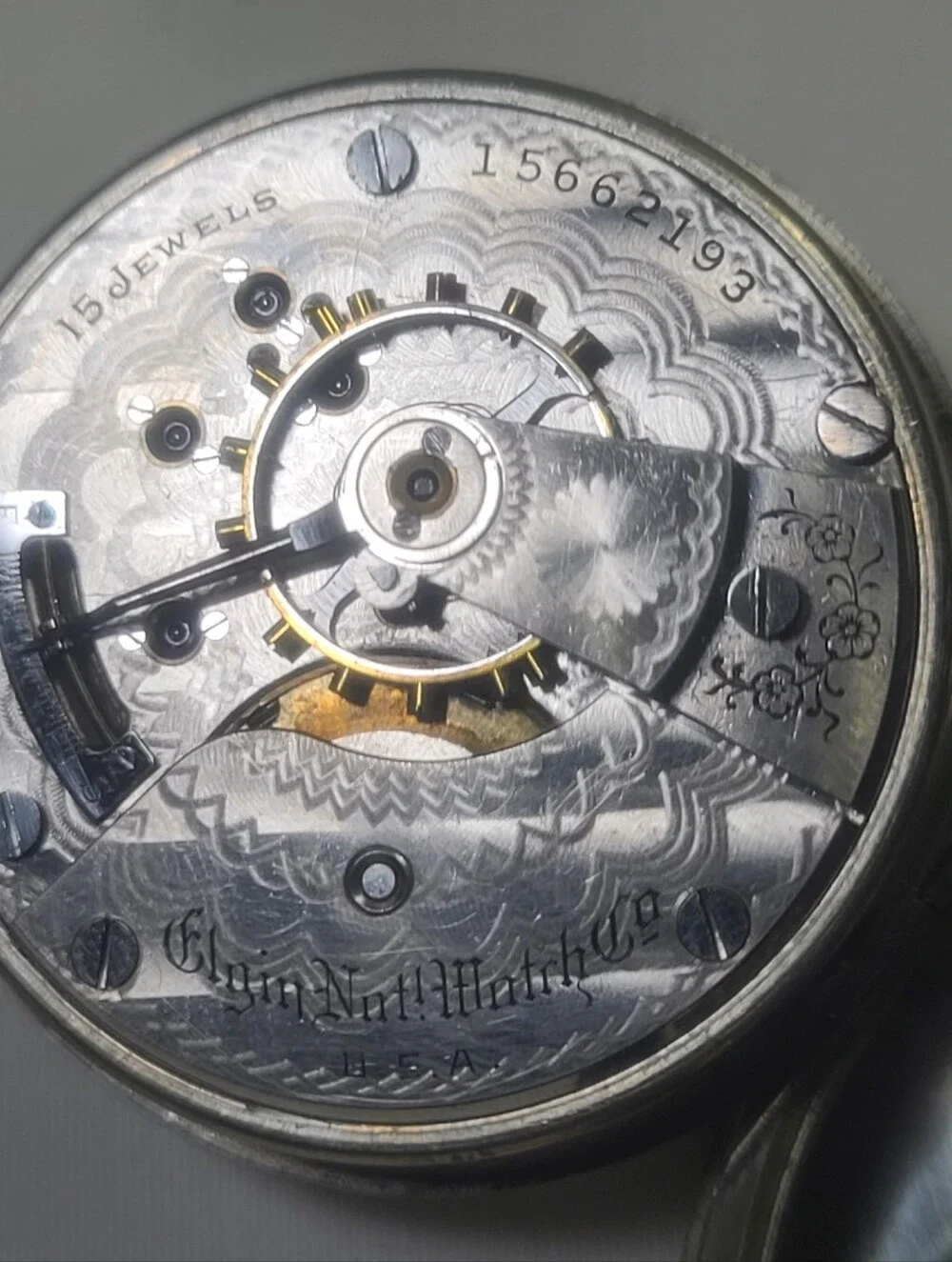 Elgin National Watch Co. Nickel Silver Pocket Watch For Parts Or Repair